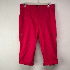 Lee Women's Size 16 Flex To Go Cargo Capri Pants Hot Magenta Pockets Stretch